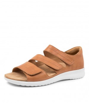 Brown White Women Ziera Bardot (Extra Wide) Sandals | Z-189245